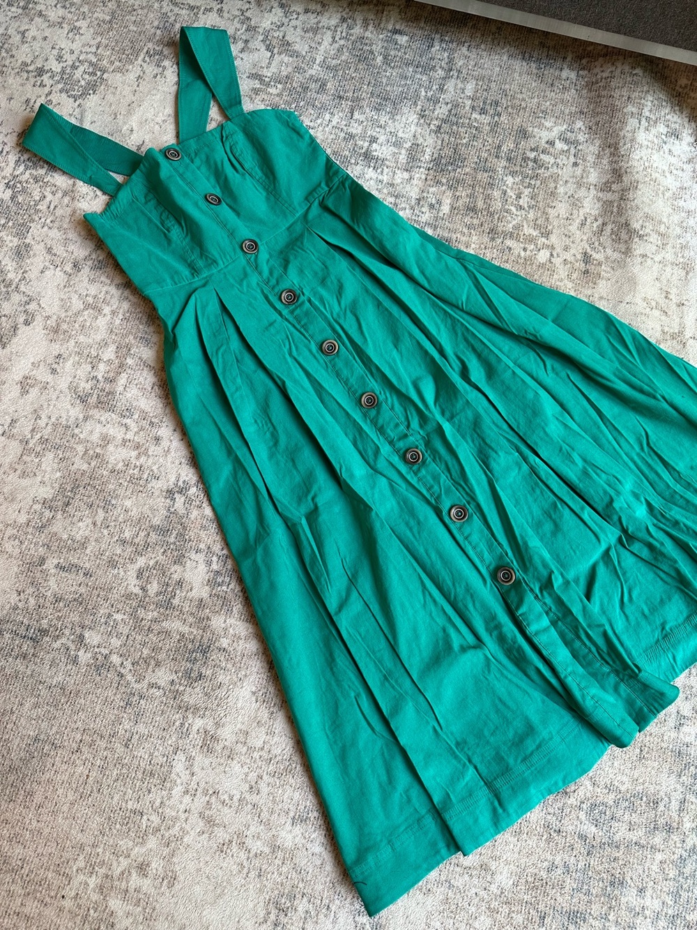MAEVE ANTHROPOLOGIE GREEN BUTTON FRONT MIDI DRESS SZ 8 BROKEN ZIPPER AS IS - Picture 6 of 13